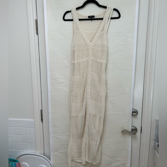Rag & Bone Mae Button-front Crochet Midi Dress In Ivory sz S - Picture 3 of 5